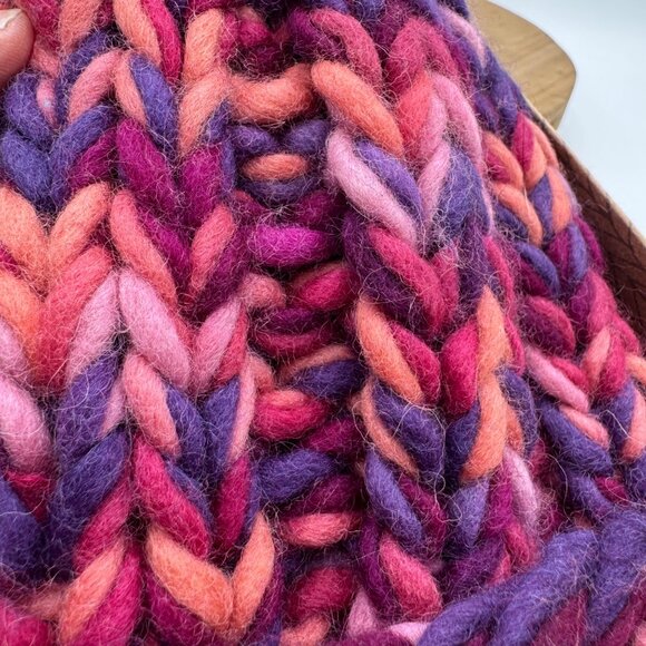 Lost Horizons Multicolored 100% Wool Hat Beanie One Size Handknit purple pink ch - Picture 13 of 13